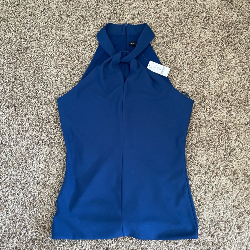 NWT WHBM Blue Halter Tank Top